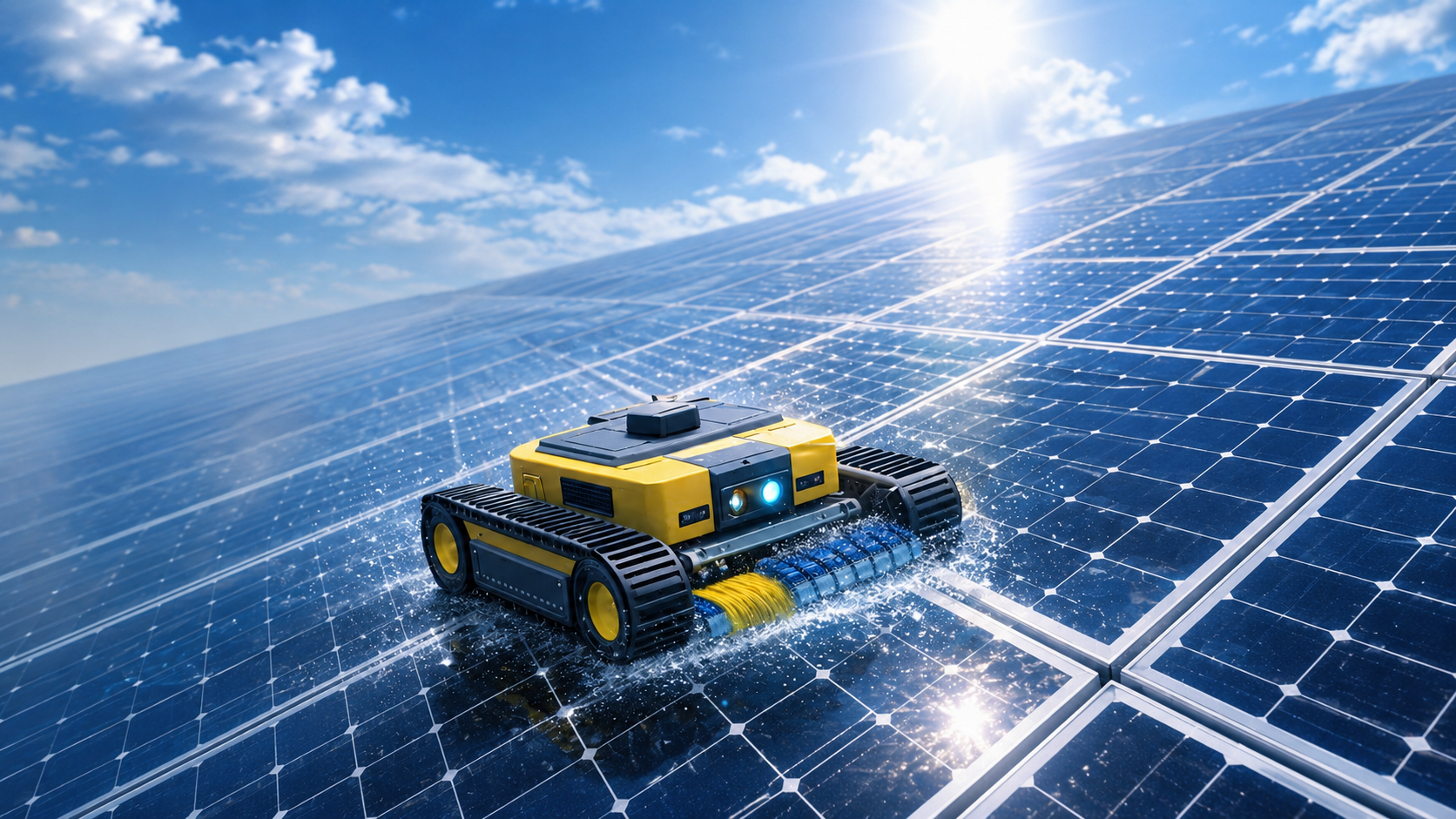Robot per pulizia professionale pannelli fotovoltaici